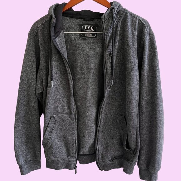 Champs Sports Gear CSG Sweater Hoodie Mens Medium Gray Pullover Zip‎ Up Jacket - Picture 1 of 11